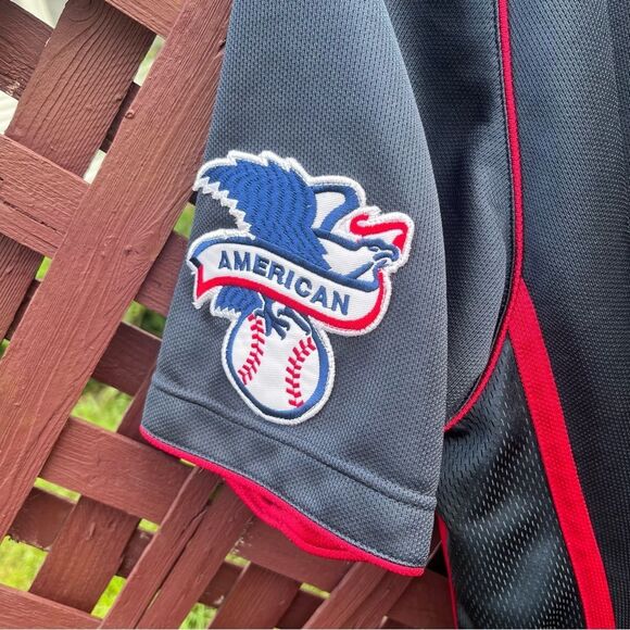 MLB True Fan Series Boston Red Sox Navy Red Button Down Jersey - Picture 6 of 7